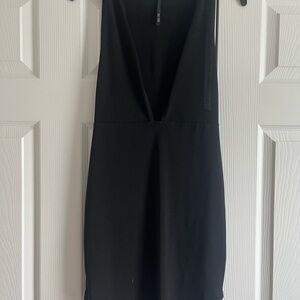 Black V-Neckline Bodycon Dress